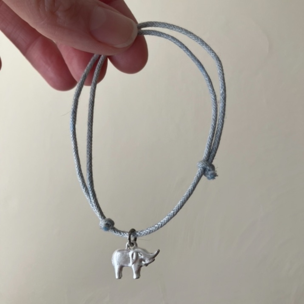 Silver Elephant Charm Adjustable Bracelet - Gray